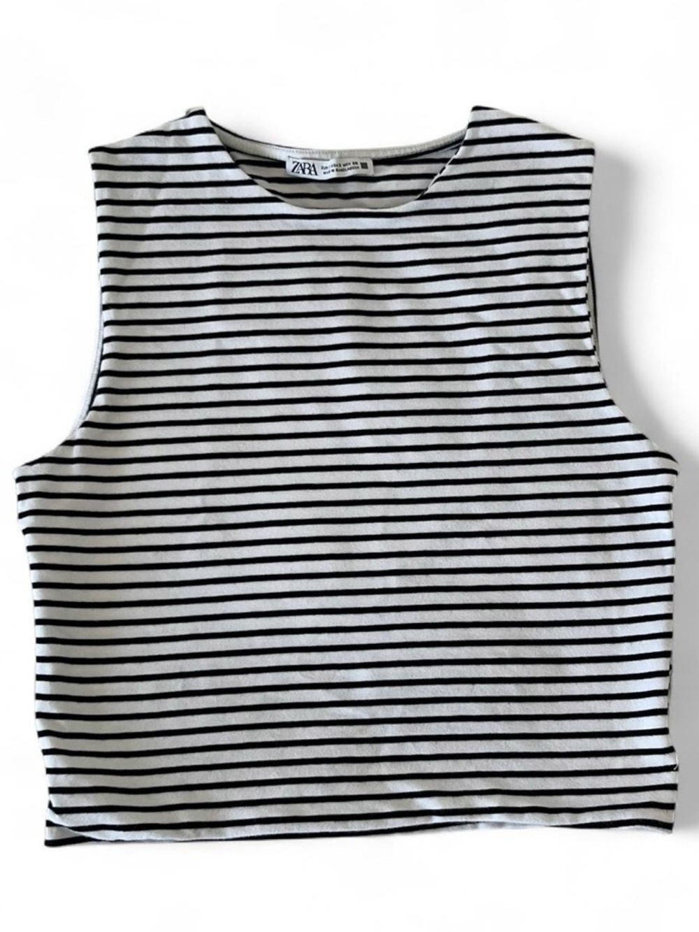 Zara Black & White Striped Sleeveless Tank